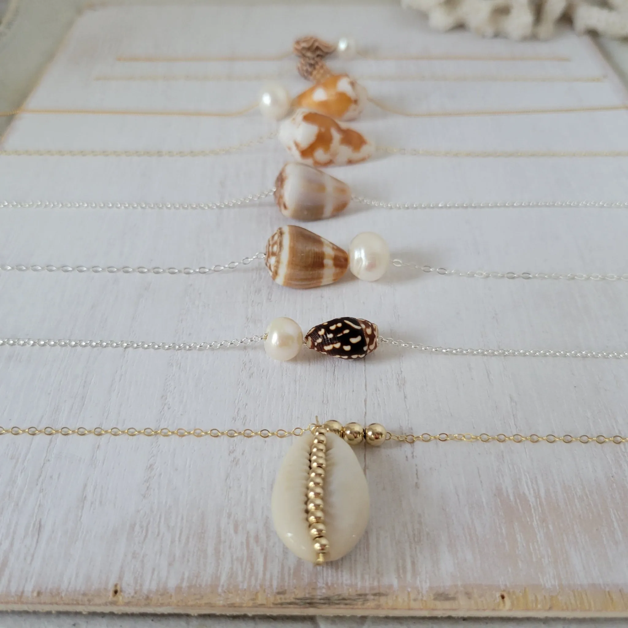 Aloha Natural Shell Necklace - Small, Med, or Large - Sterling or Gold