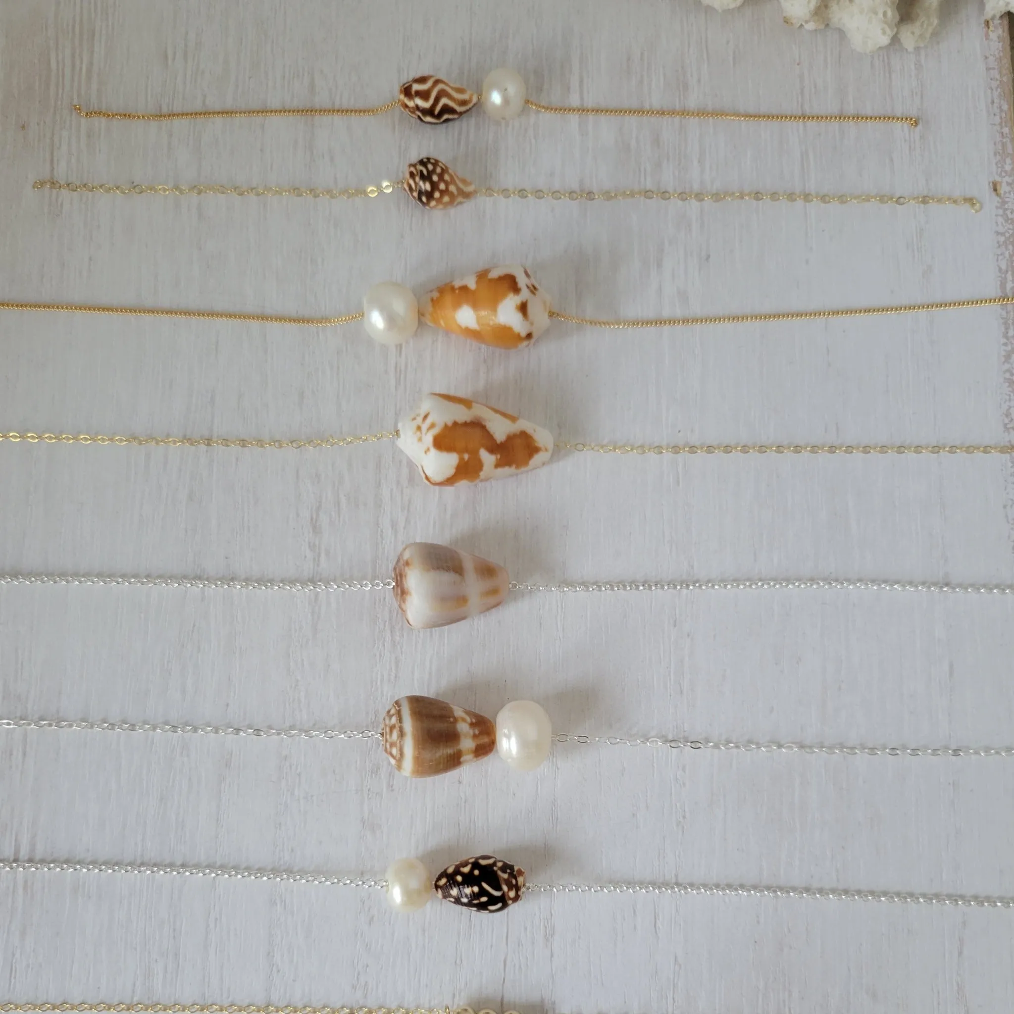 Aloha Natural Shell Necklace - Small, Med, or Large - Sterling or Gold