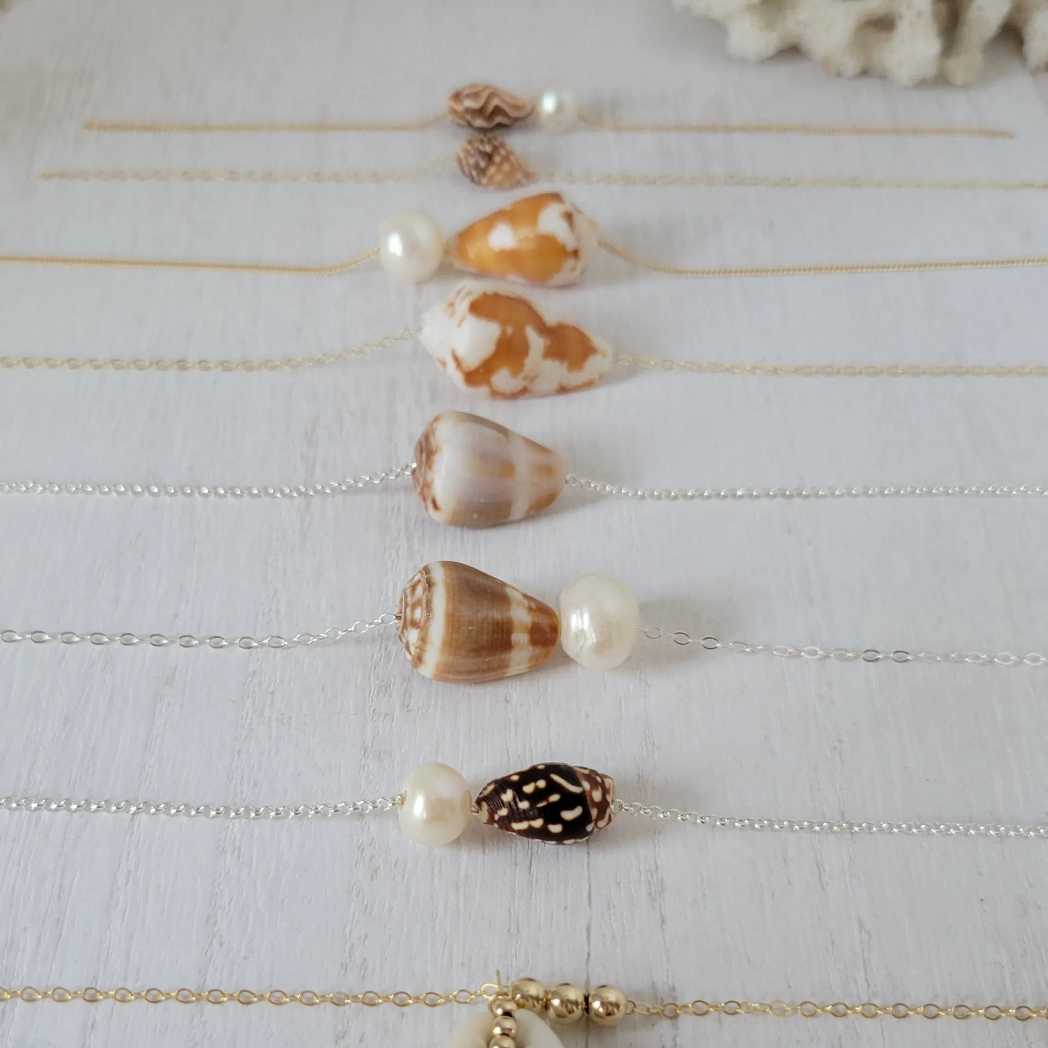 Aloha Natural Shell Necklace - Small, Med, or Large - Sterling or Gold