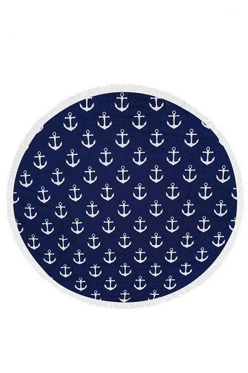 Anchor Round Beach Towel
