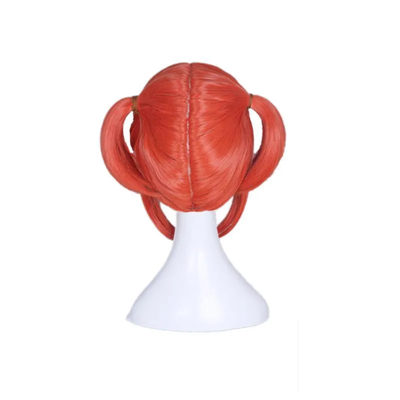 Anime Gintama Kagura Short Orange Red Cosplay Wigs with Free Headdress
