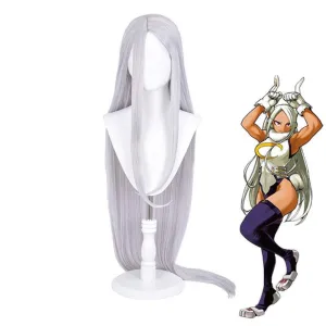 Anime My Hero Academia Miruko Rabbit Hero Long Silver Grey Cosplay Wigs