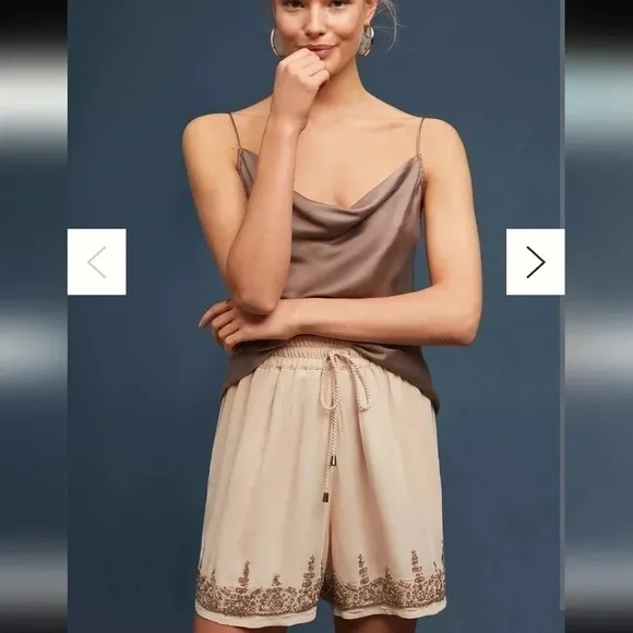 Anthropologie Maeve Beaded Shorts Womens Small Chiffon Festival Boho Hippie