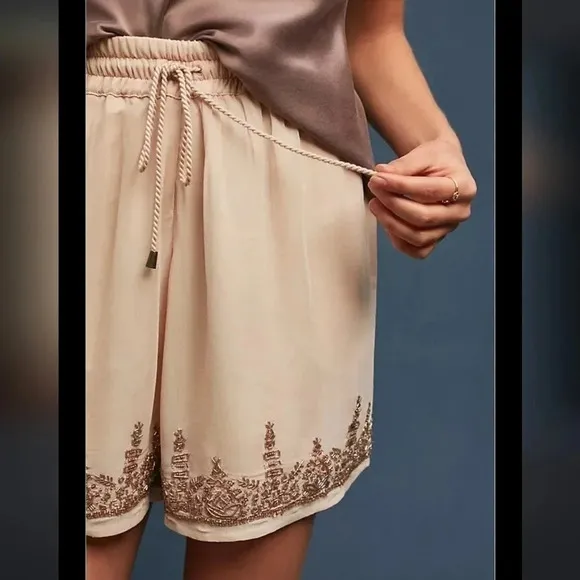 Anthropologie Maeve Beaded Shorts Womens Small Chiffon Festival Boho Hippie