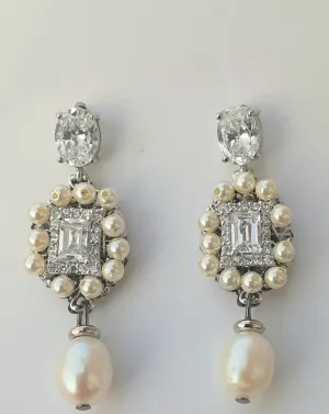 Anya Pearl Drop and Cubic Zirconia Earrings