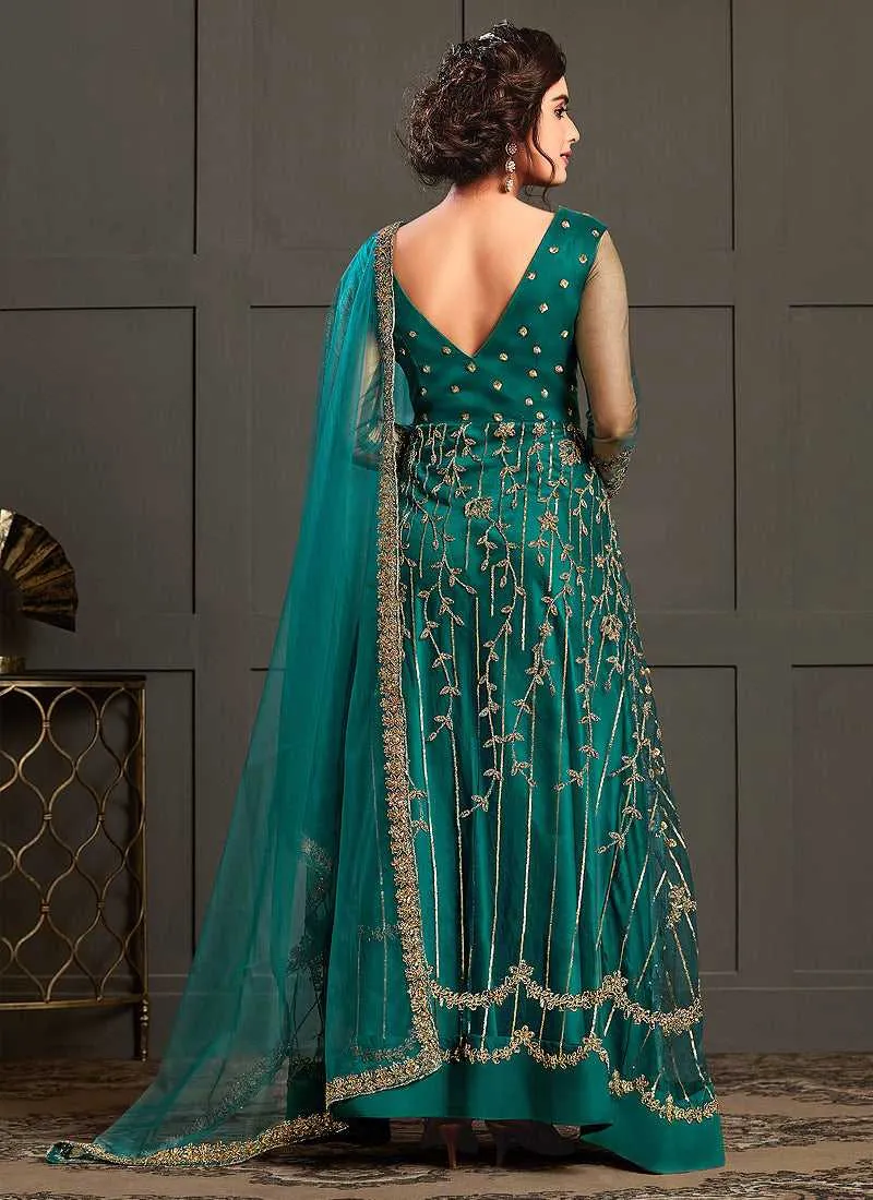 Aquamarine Heavy Embroidered Gown Style Anarkali Suit