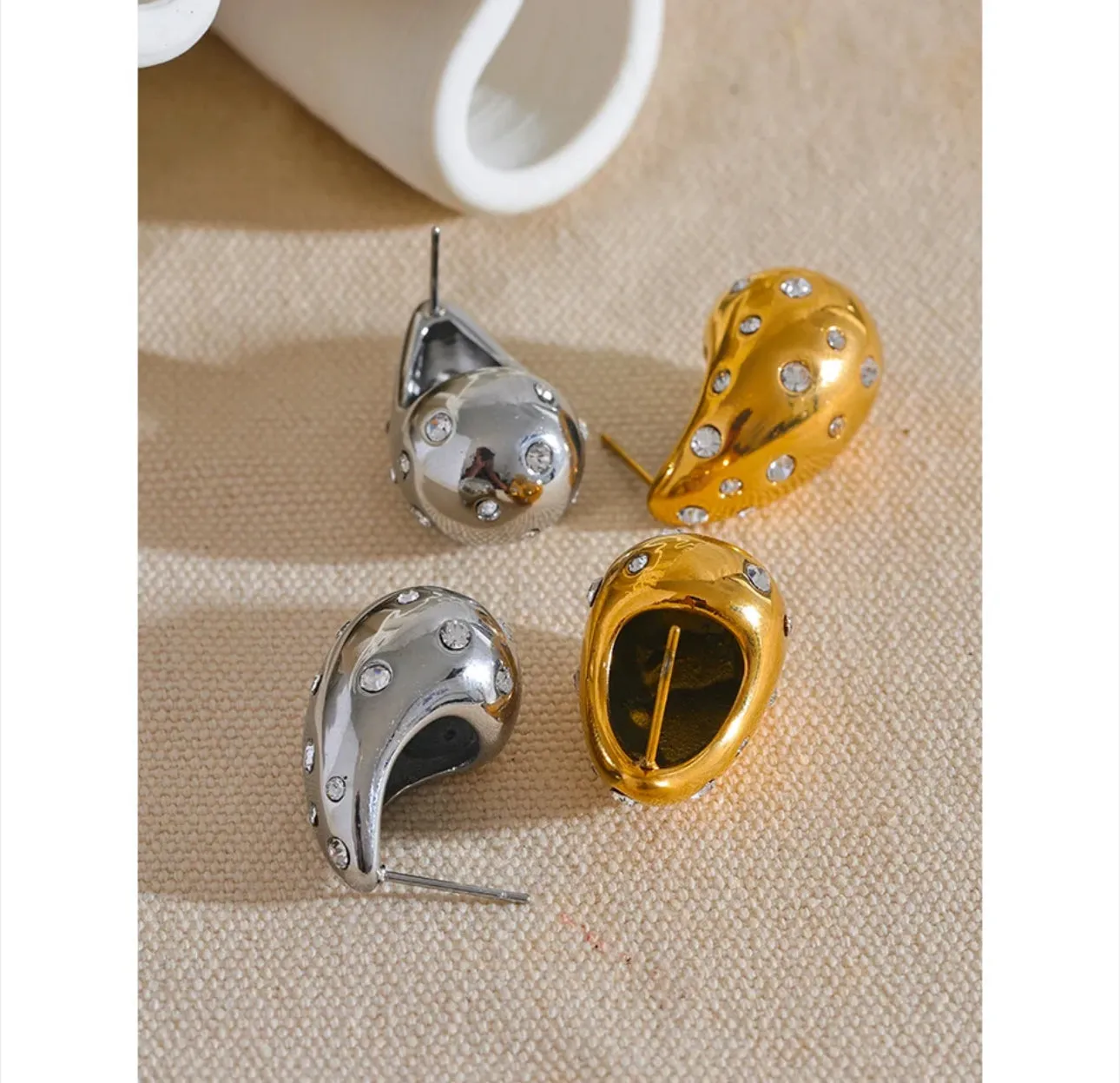 B Earrings with CZ embellished | Erika Williner Designs