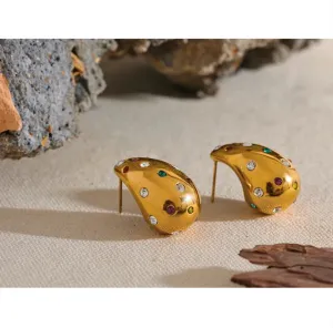 B Earrings with CZ embellished | Erika Williner Designs