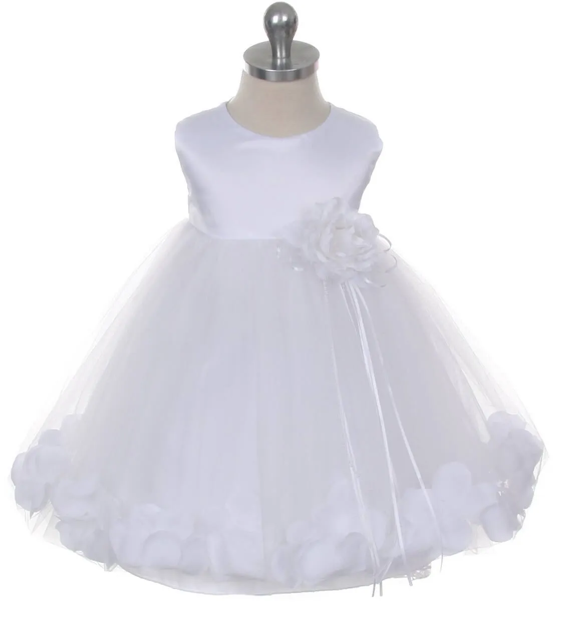 Baby Kenza - Satin White and White Petals