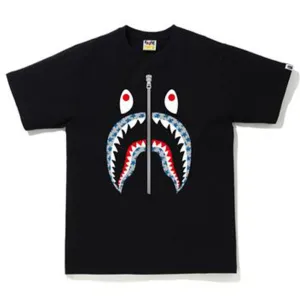 BAPE STA Pattern "Front Shark" Tee Black/Blue