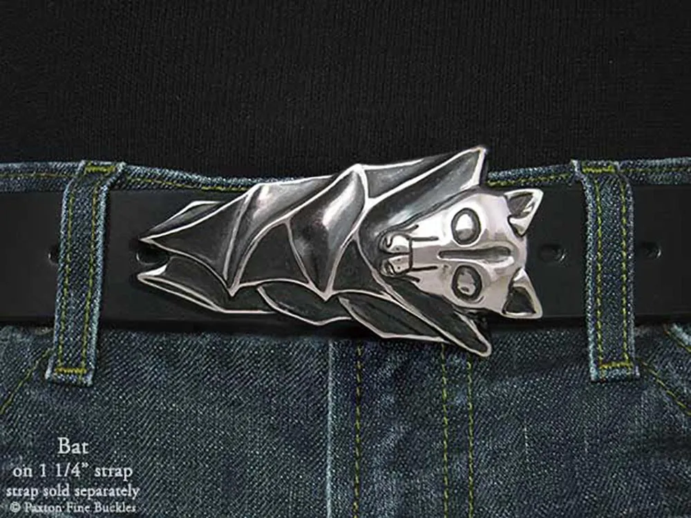 Bat Belt Buckle Sterling Silver or Yellow Brass