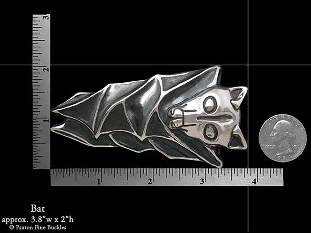Bat Belt Buckle Sterling Silver or Yellow Brass