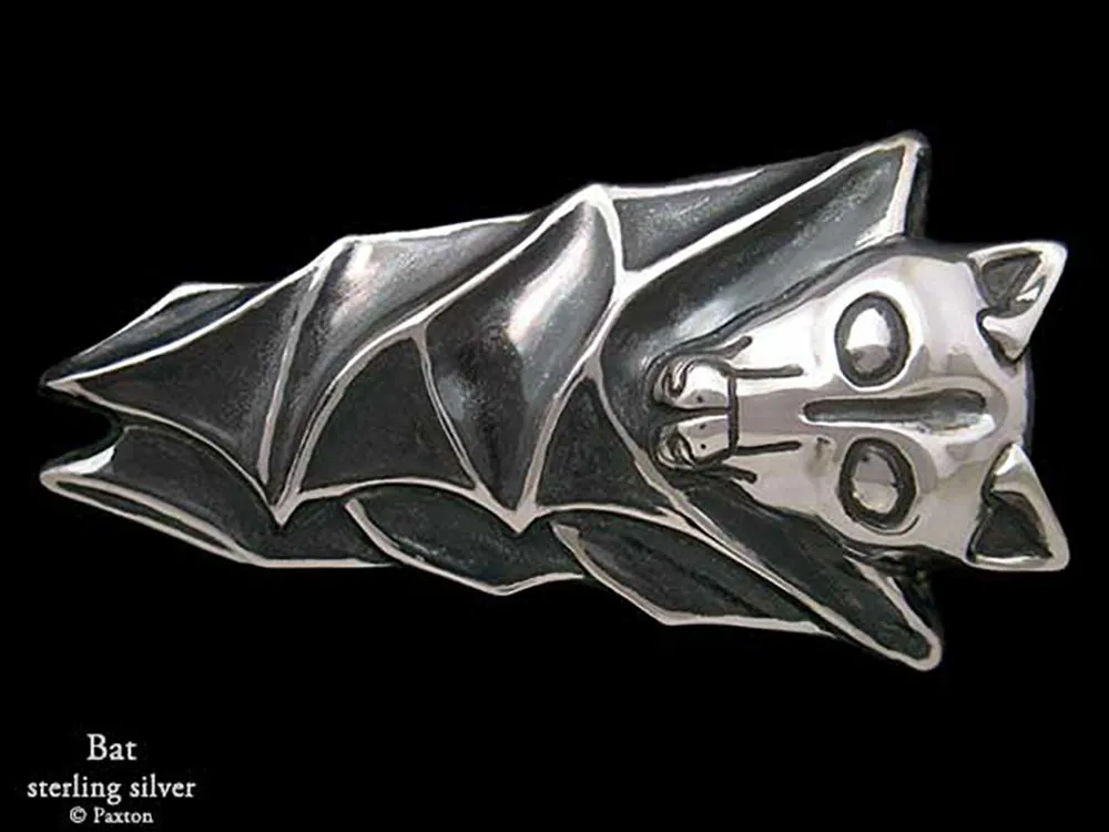 Bat Belt Buckle Sterling Silver or Yellow Brass