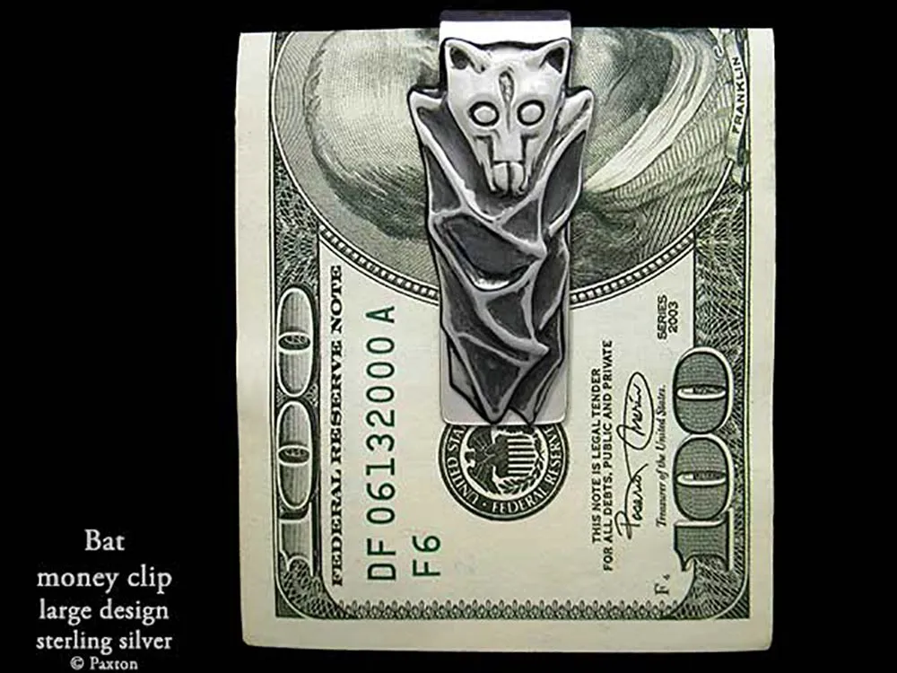 Bat Money Clip Sterling Silver
