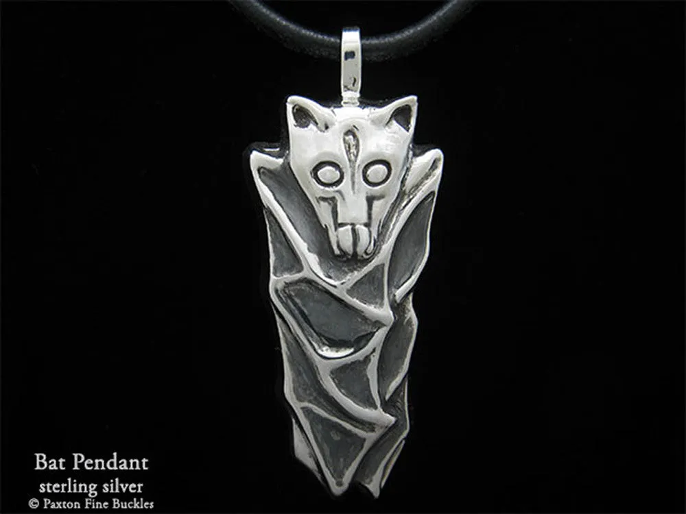 Bat Pendant Necklace Sterling Silver