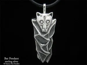 Bat Pendant Necklace Sterling Silver