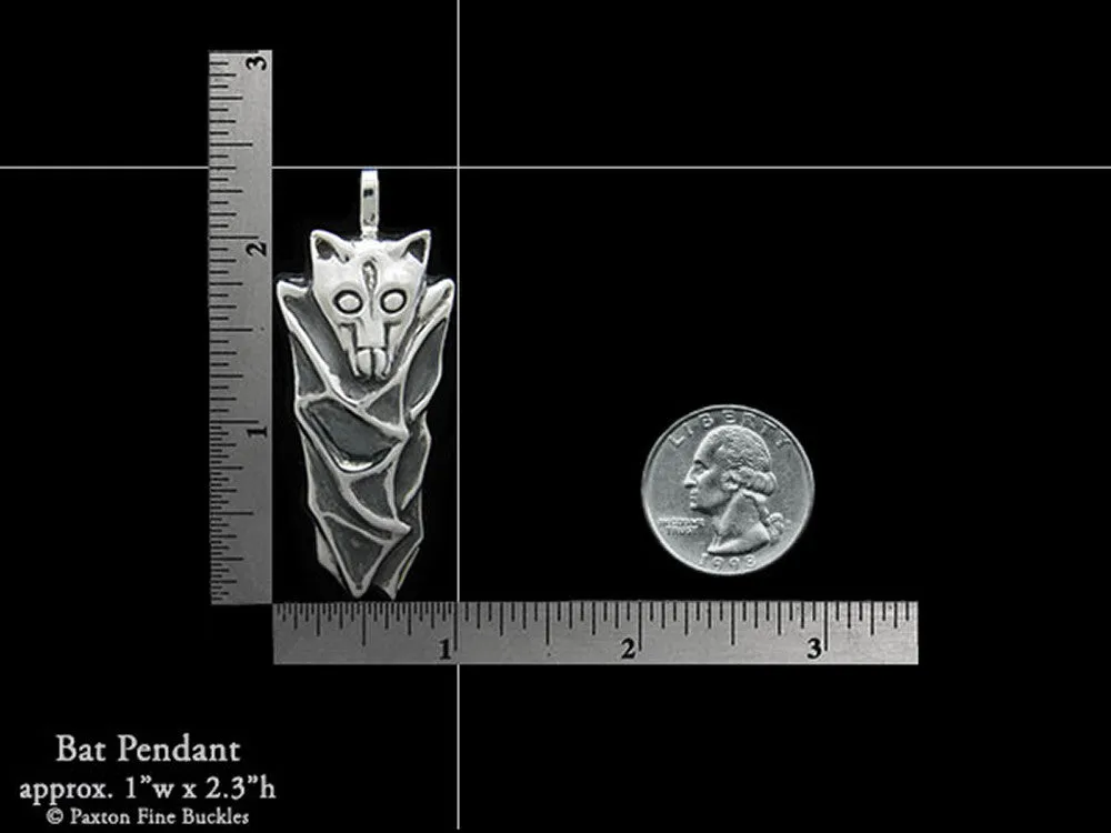 Bat Pendant Necklace Sterling Silver