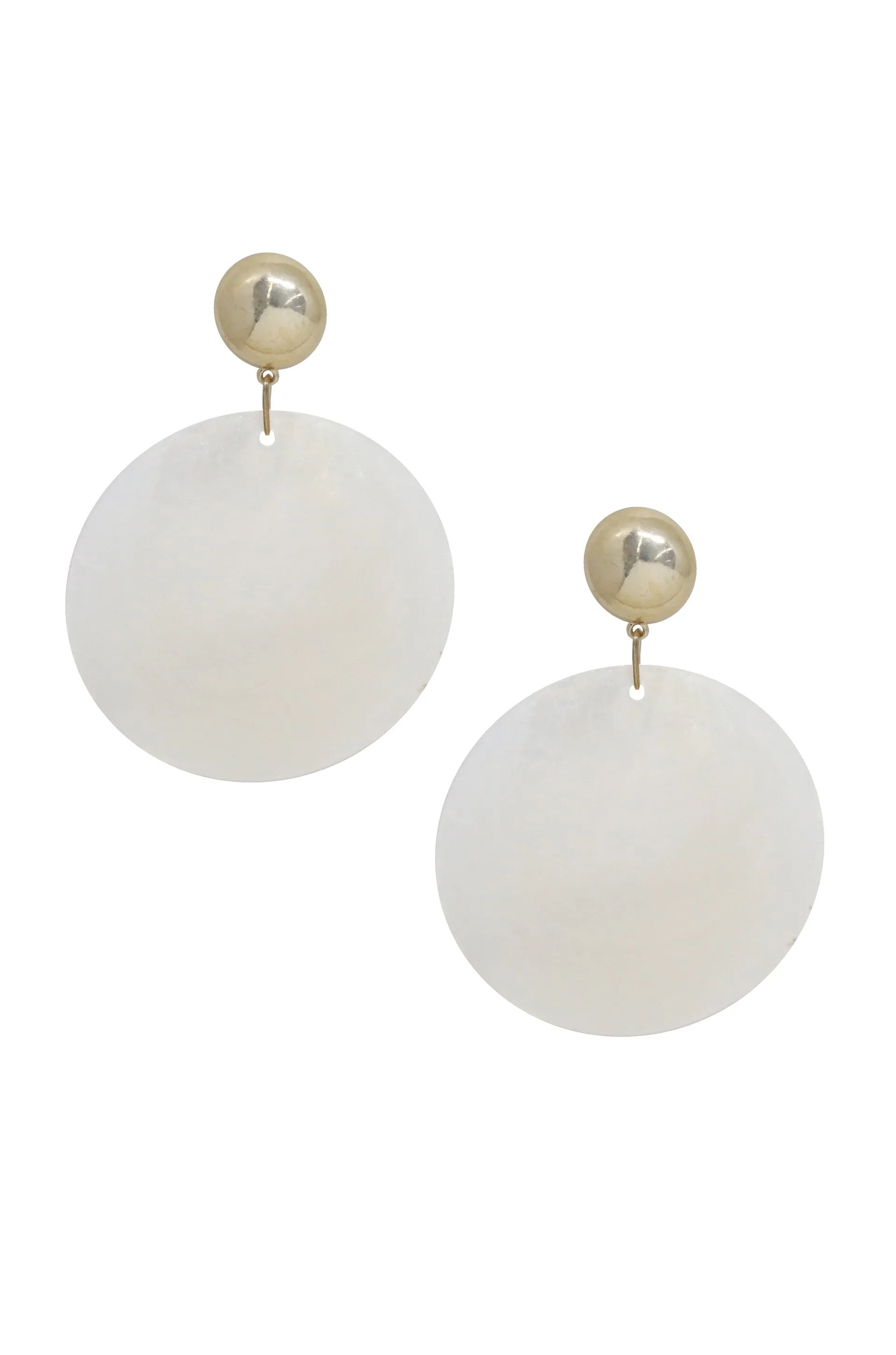 Beach Queen Large White Shell & 18k Gold Plated Earrings