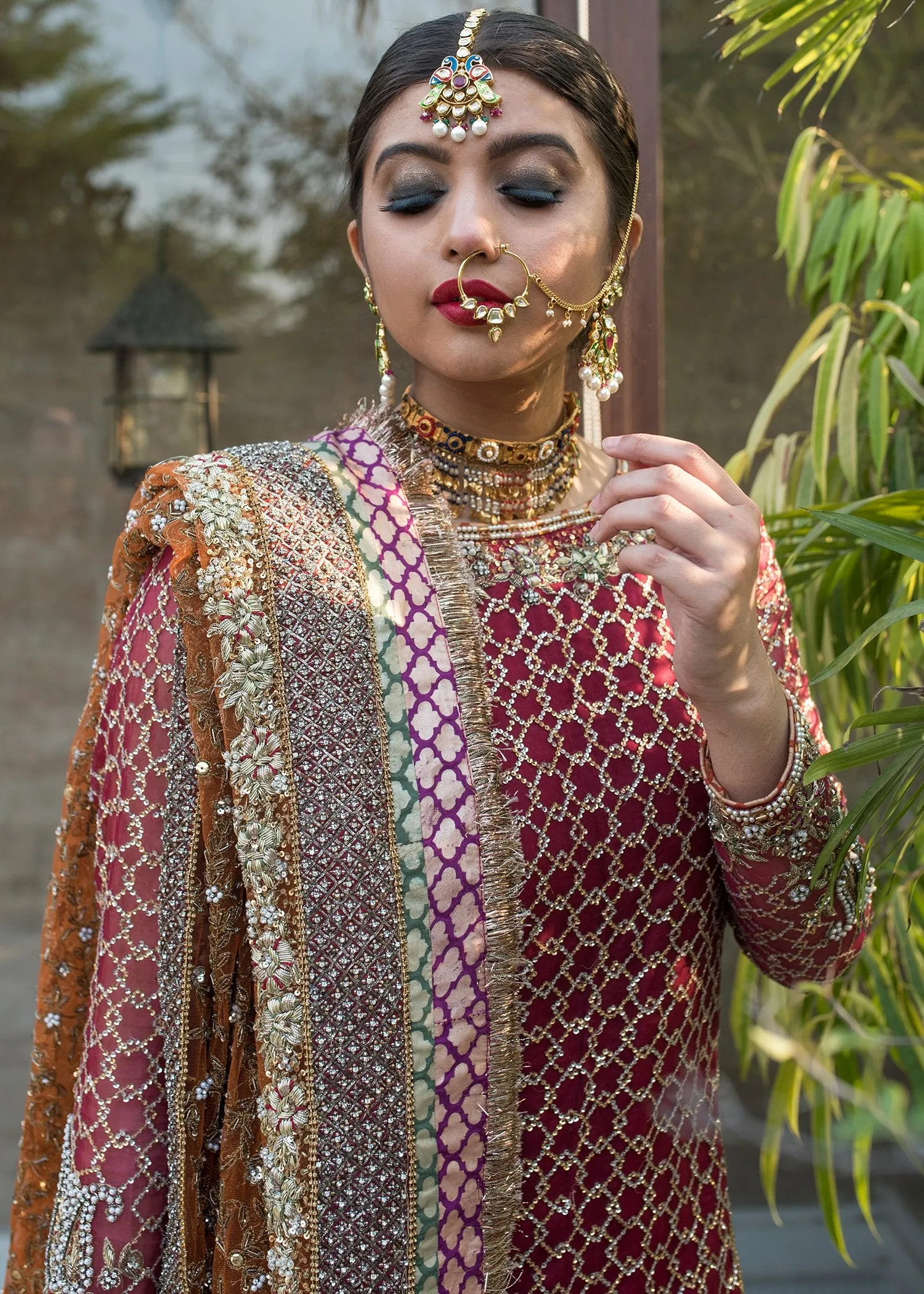 Beautiful embroidered bridal dress in lavish red color # B3363