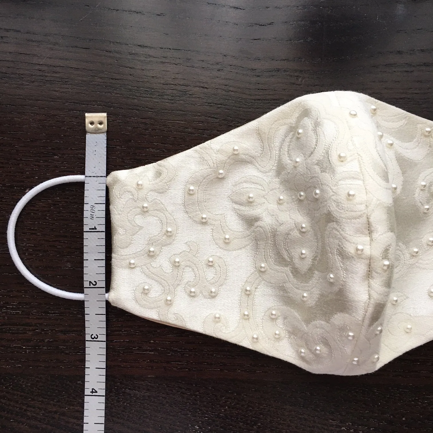 Biella Bridal Face Mask embellished with flowers and pearls