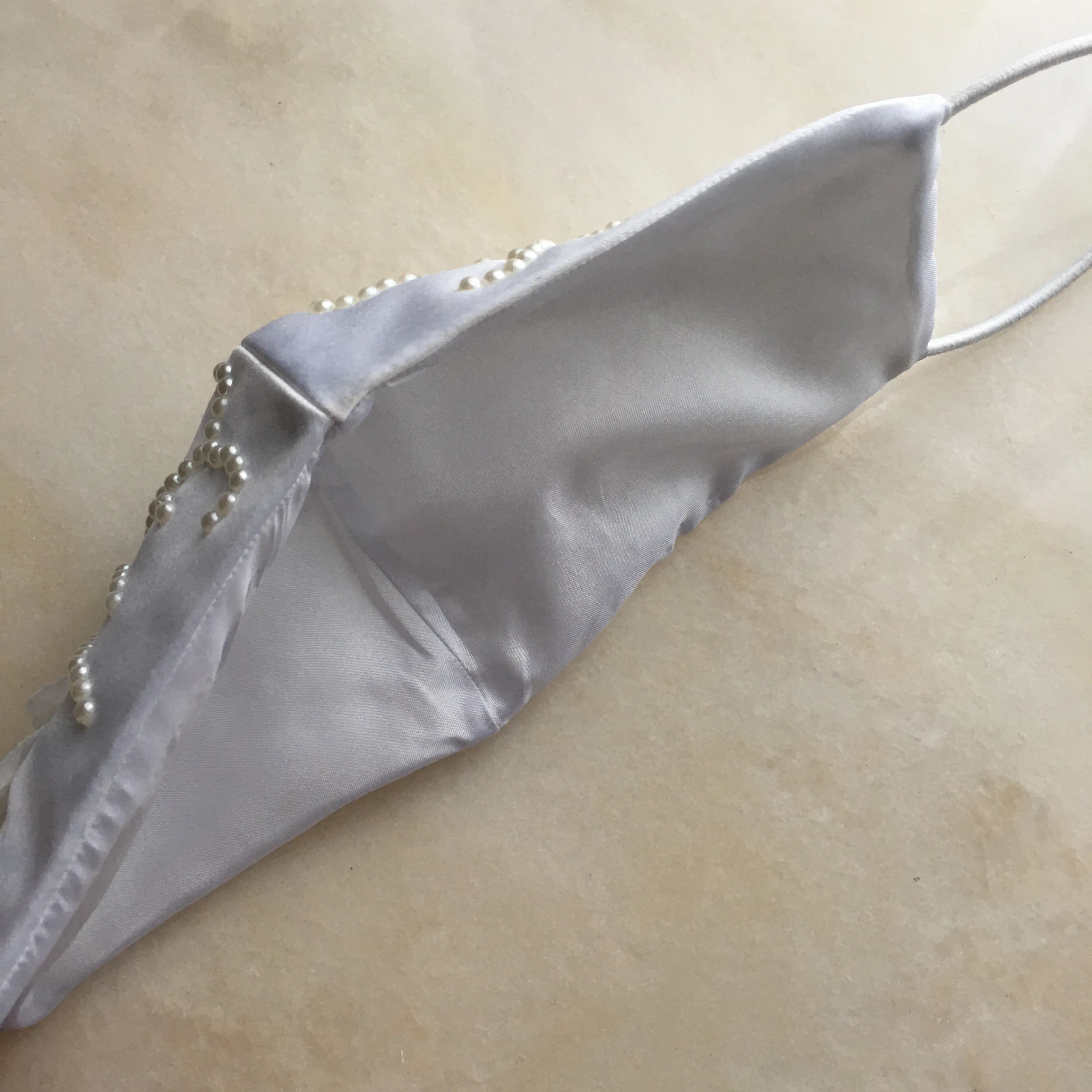 Biella Bridal Face Mask embellished with flowers and pearls