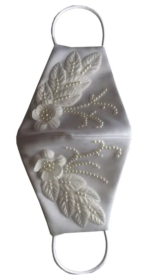 Biella Bridal Face Mask embellished with flowers and pearls