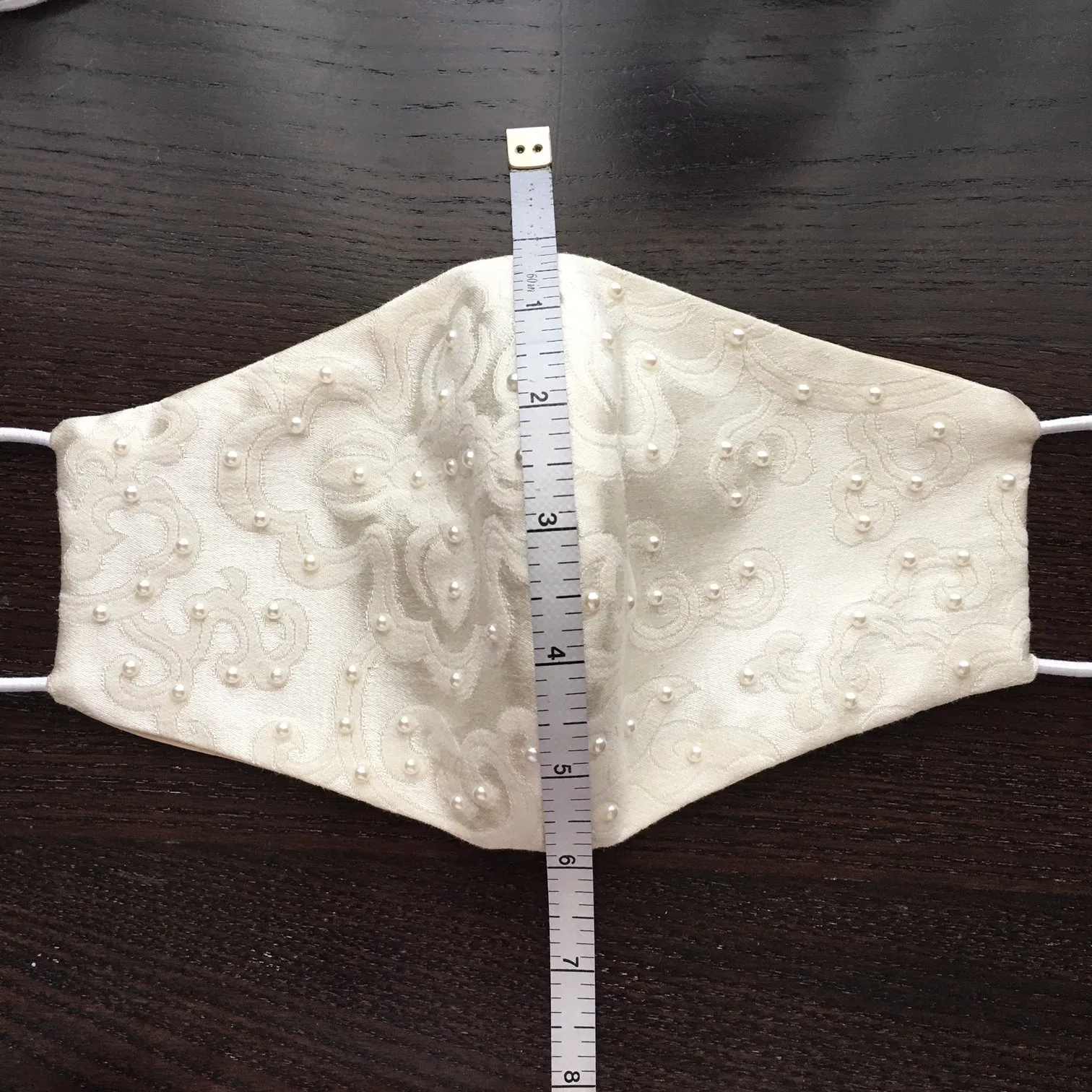 Biella Bridal Face Mask embellished with flowers and pearls