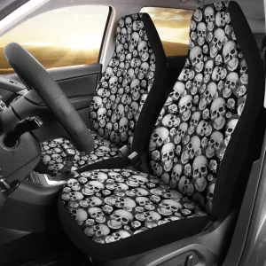 Black and Gray Skulls Roses Car Seat Covers