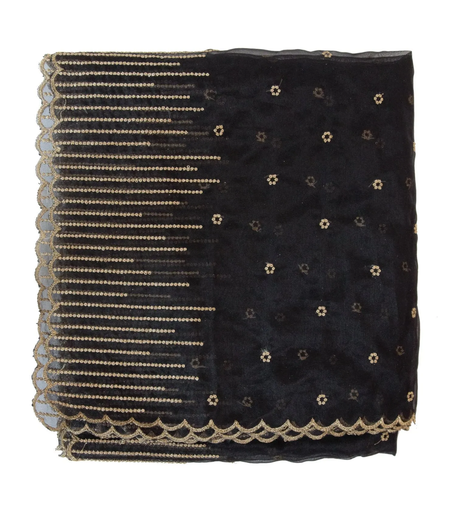 Black Color Dupatta with Gold Pattern