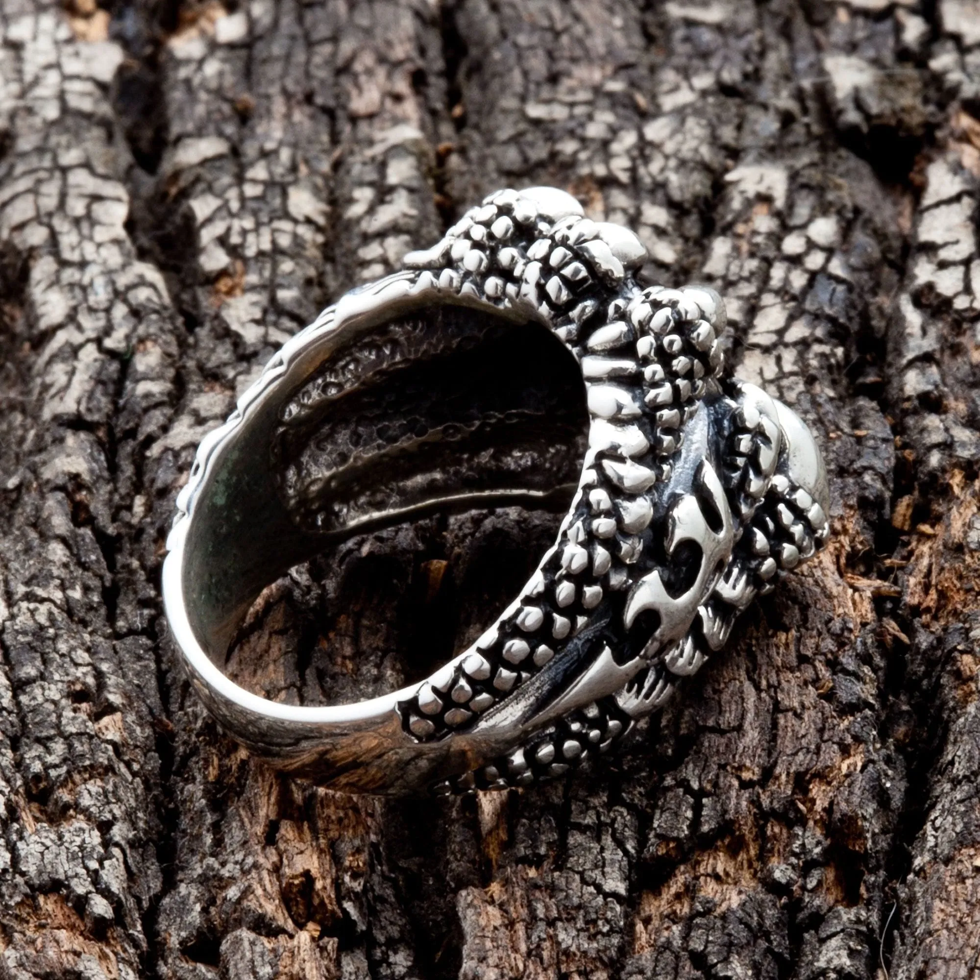 Black Onyx Flame Blade Sterling Silver Gothic Claw Ring