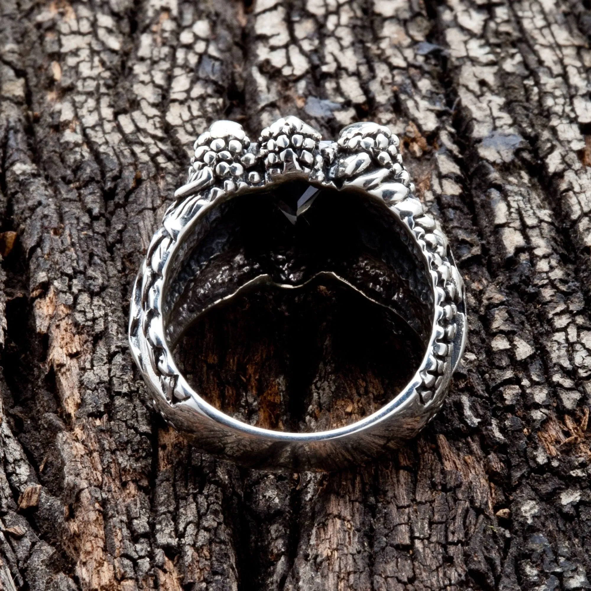 Black Onyx Flame Blade Sterling Silver Gothic Claw Ring