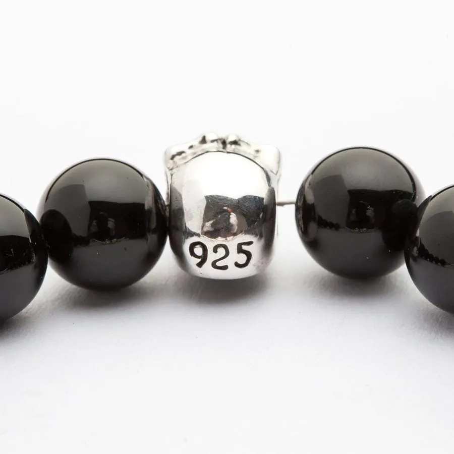 Black Onyx Skull Bone Sterling Silver Gothic Bracelet