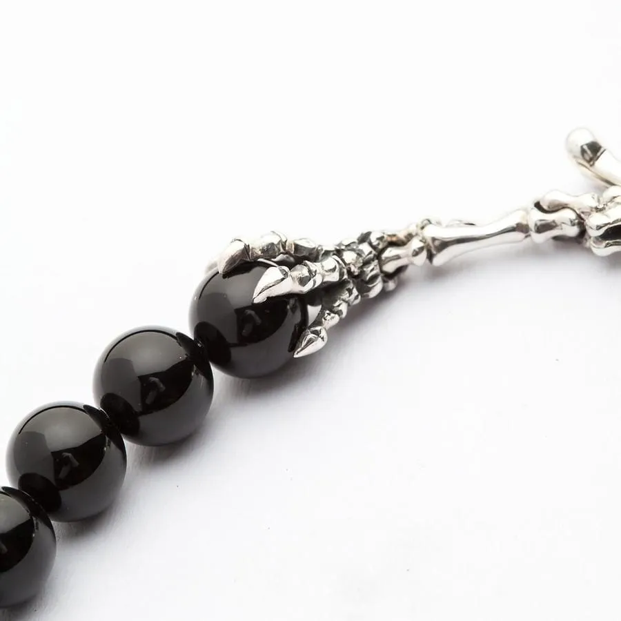 Black Onyx Skull Bone Sterling Silver Gothic Bracelet