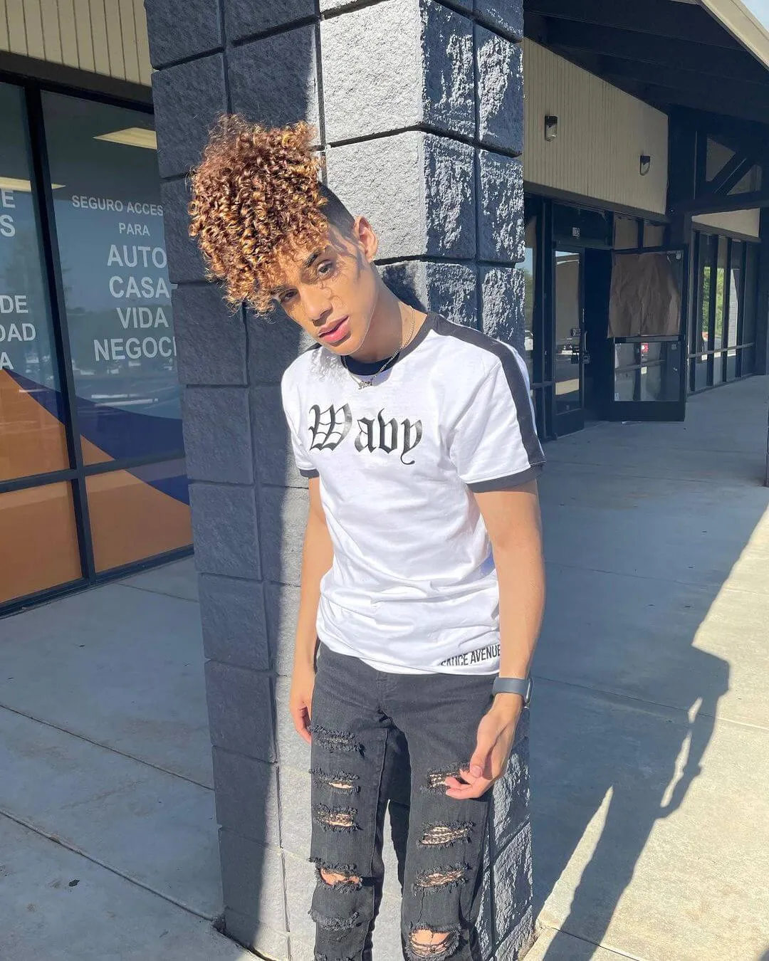 Black Wavy (OE) | White Solid/Black Jersey Tee White