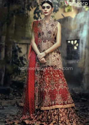 Bridal Lehenga in Red Pakistani Wedding Dress #BS55