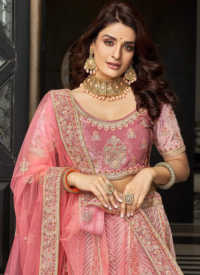 Bridal Pink Multi Embroidered Wedding Lehenga Choli