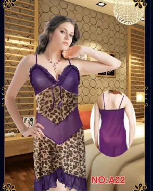 Bridal Sexy Short Lace Cheetah Print Nighty - A22