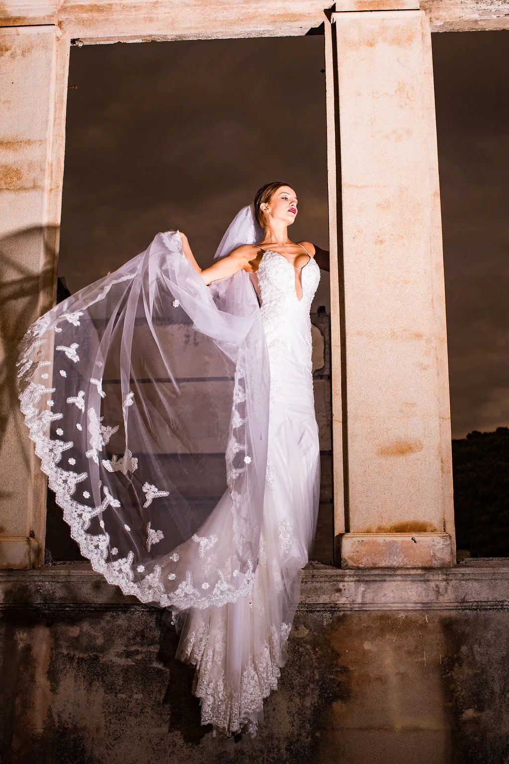Bridal Veil With Lace Trim (#Dinah)