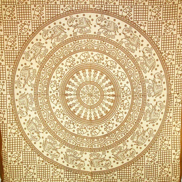 Brown Baby Elephant Mandala Tapestry