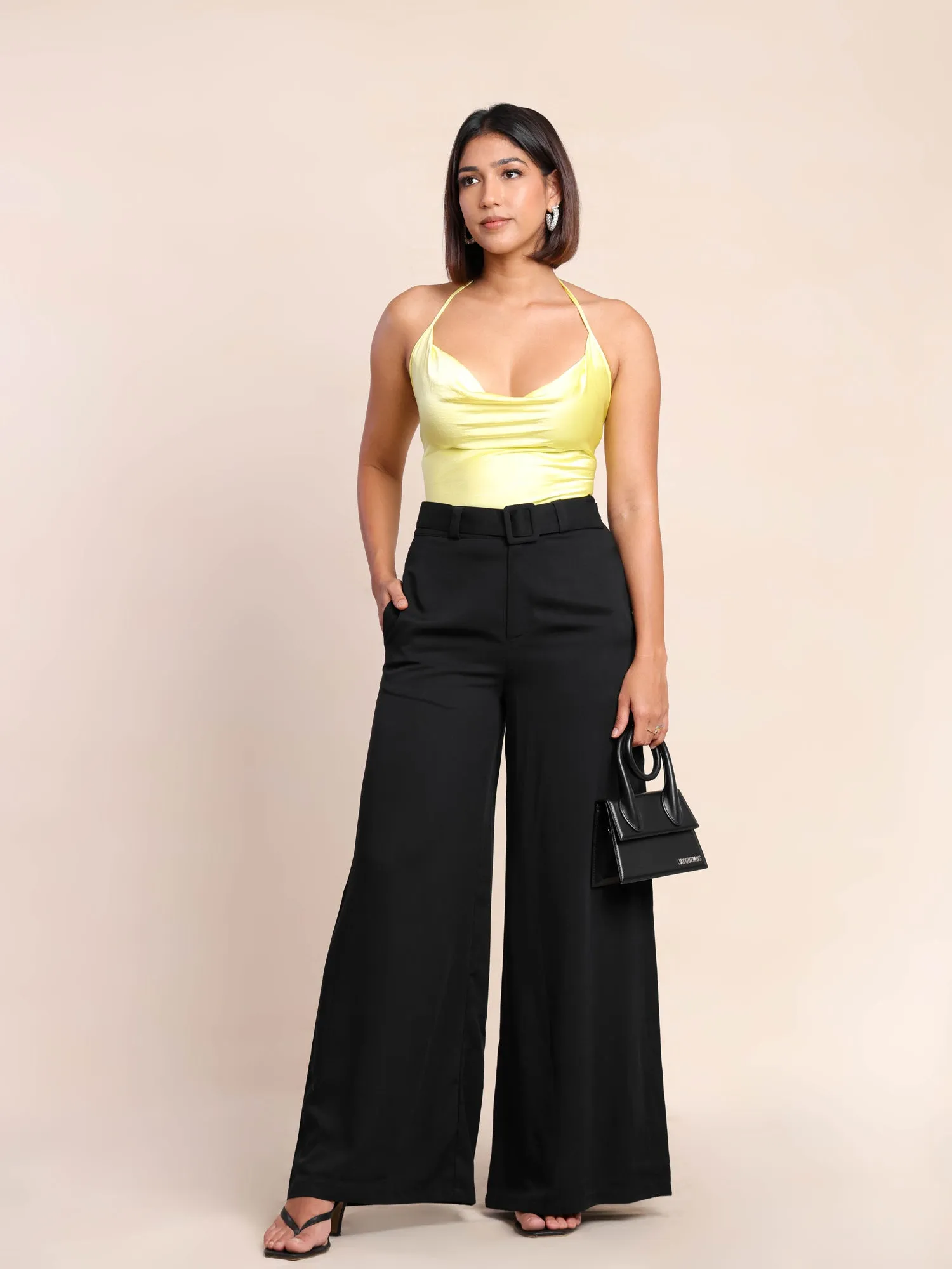 Buckle Detailed Wide Leg Pant