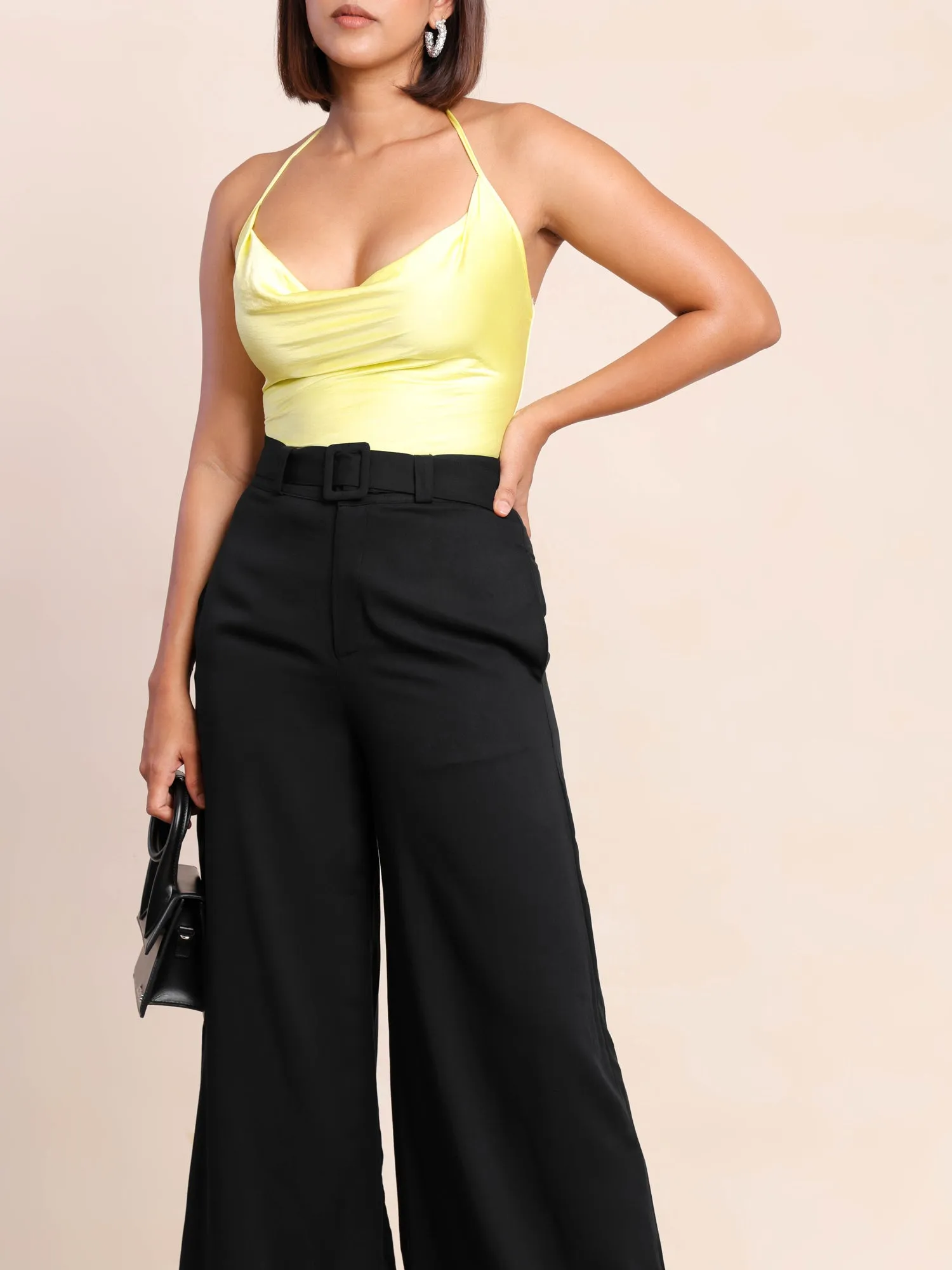 Buckle Detailed Wide Leg Pant