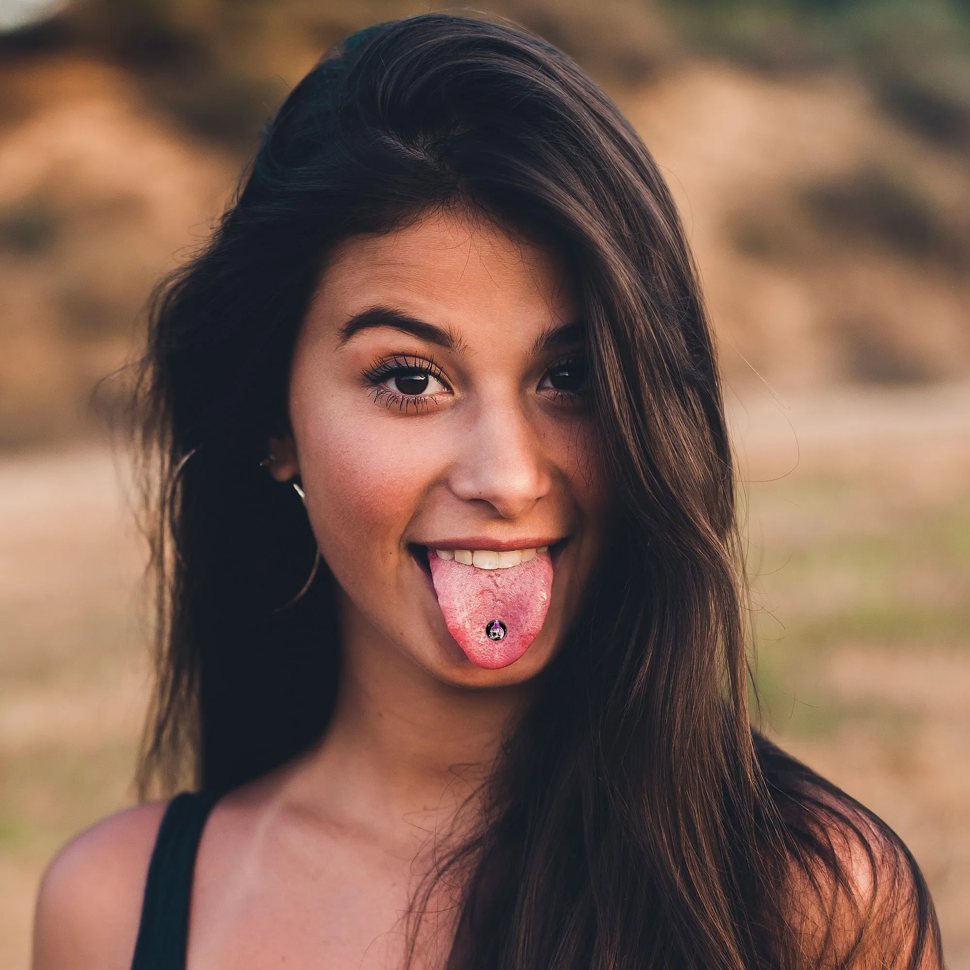 Burning Skull Candle Barbell Tongue Ring