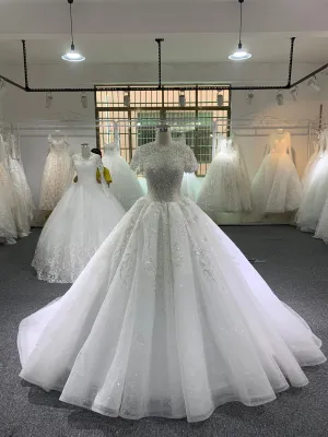 BYG 2020 fashion style short sleeves wedding dress