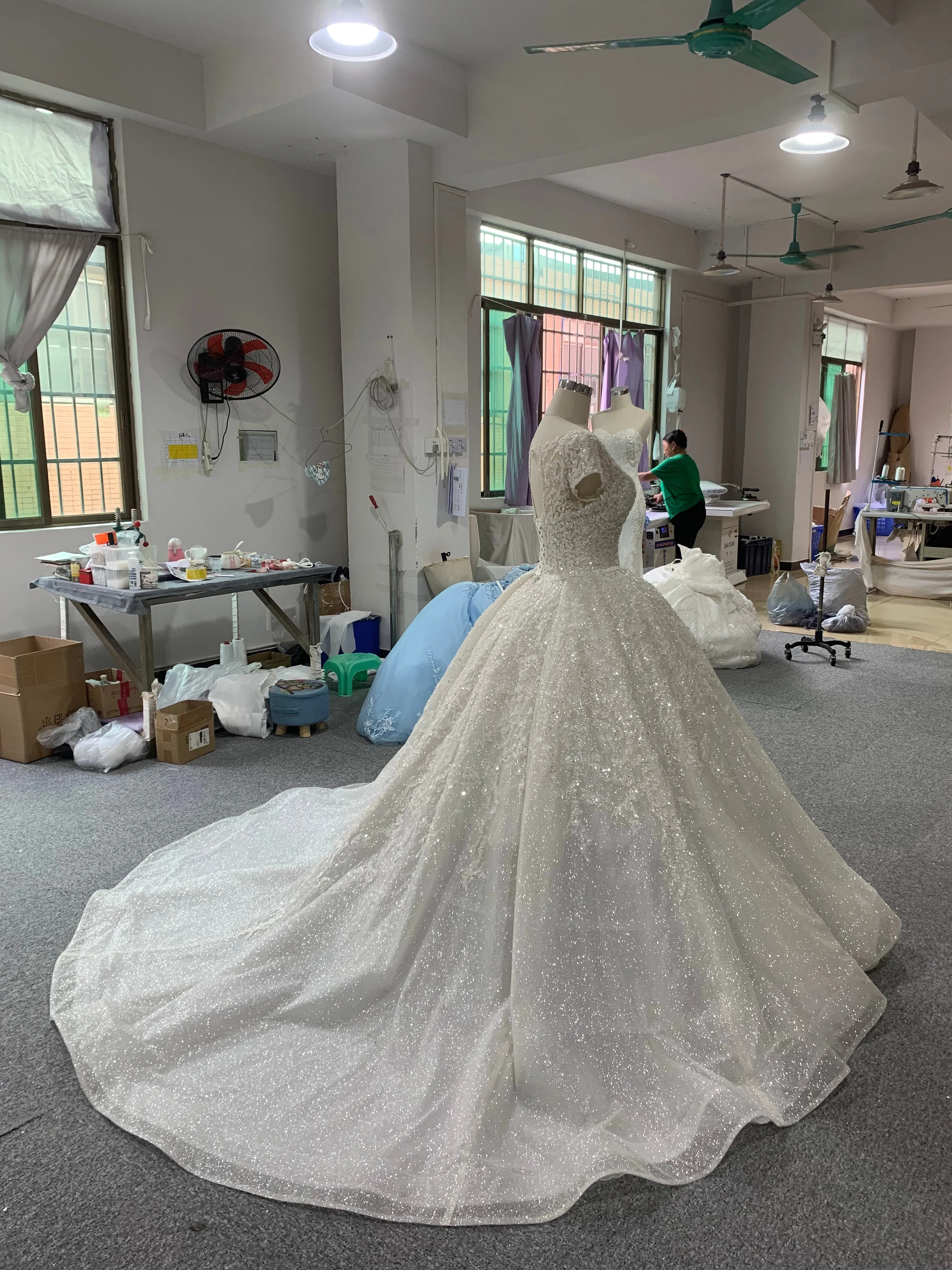 BYG newest portrait cap sleeves lace wedding dress