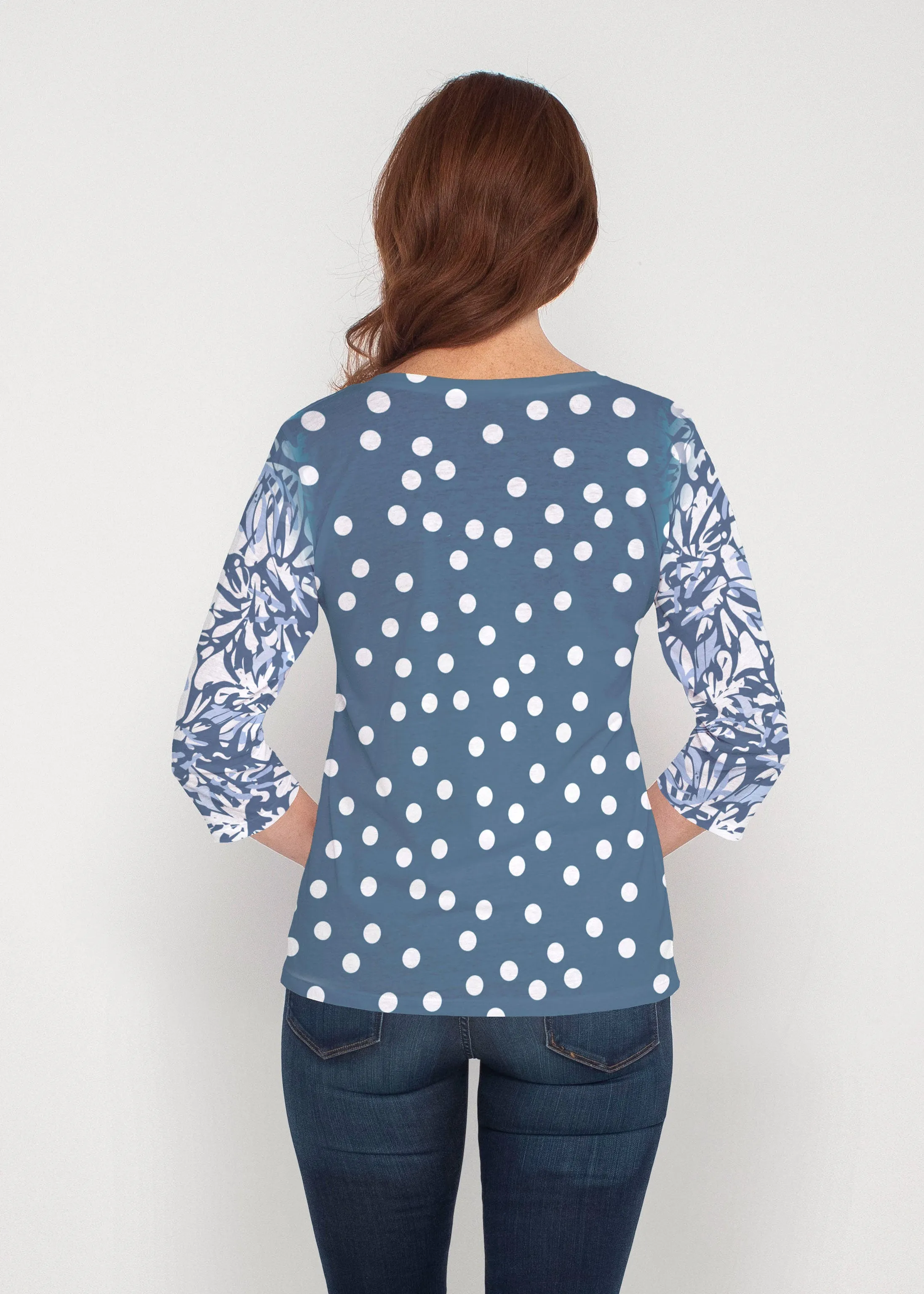 Camouflage Dots (7879) ~ Signature 3/4 Sleeve V-Neck Top