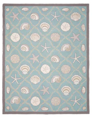 Cape Contemp Shells Grid 7x9 Aqua