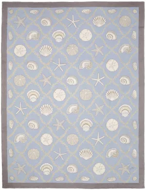 Cape Contemp Shells Grid 9x12 Blue
