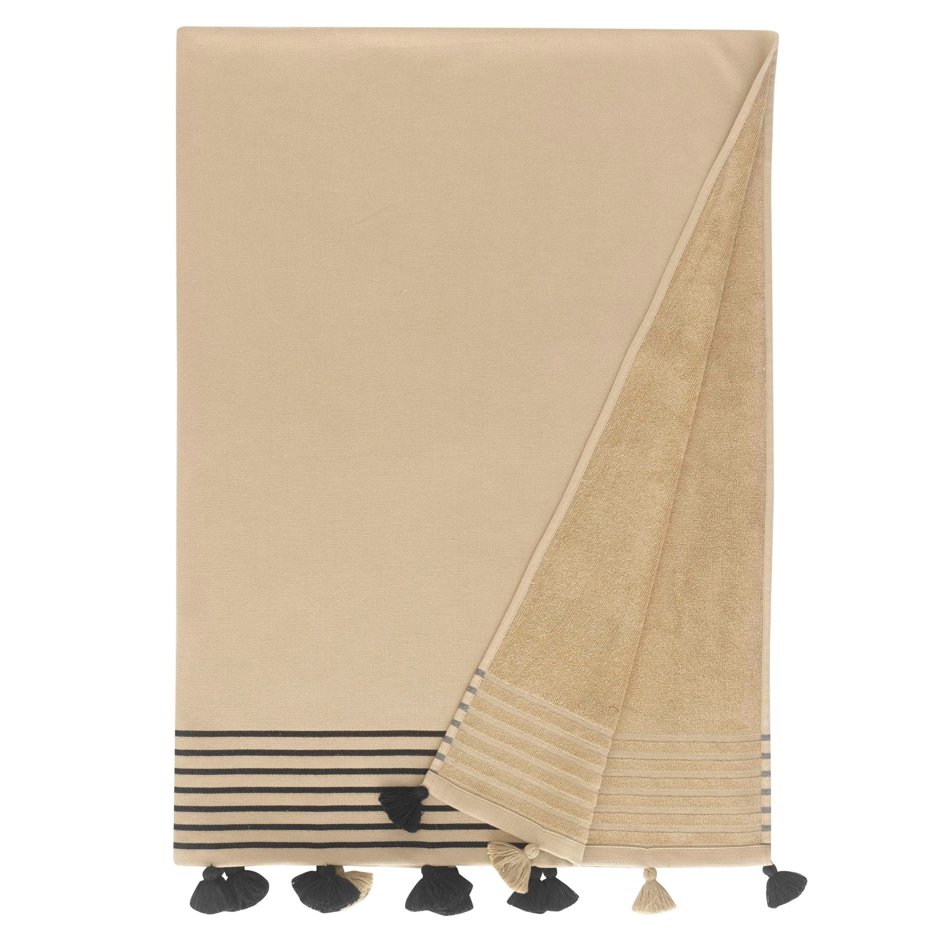 Capri - Hand-loomed Terry-Lined Turkish Towel with Pom Poms