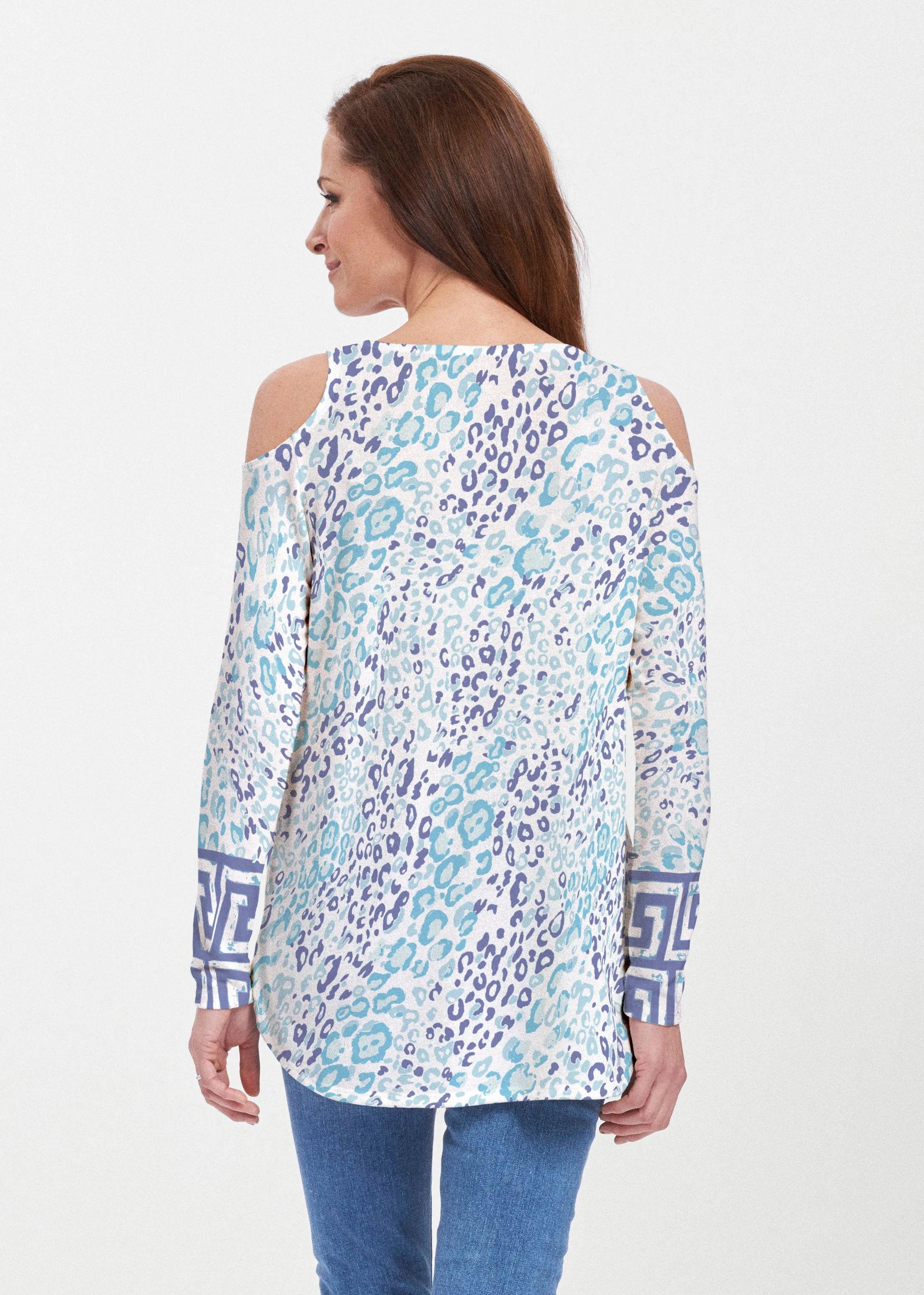 Cat Blue (7755) ~ Butterknit Cold Shoulder Tunic