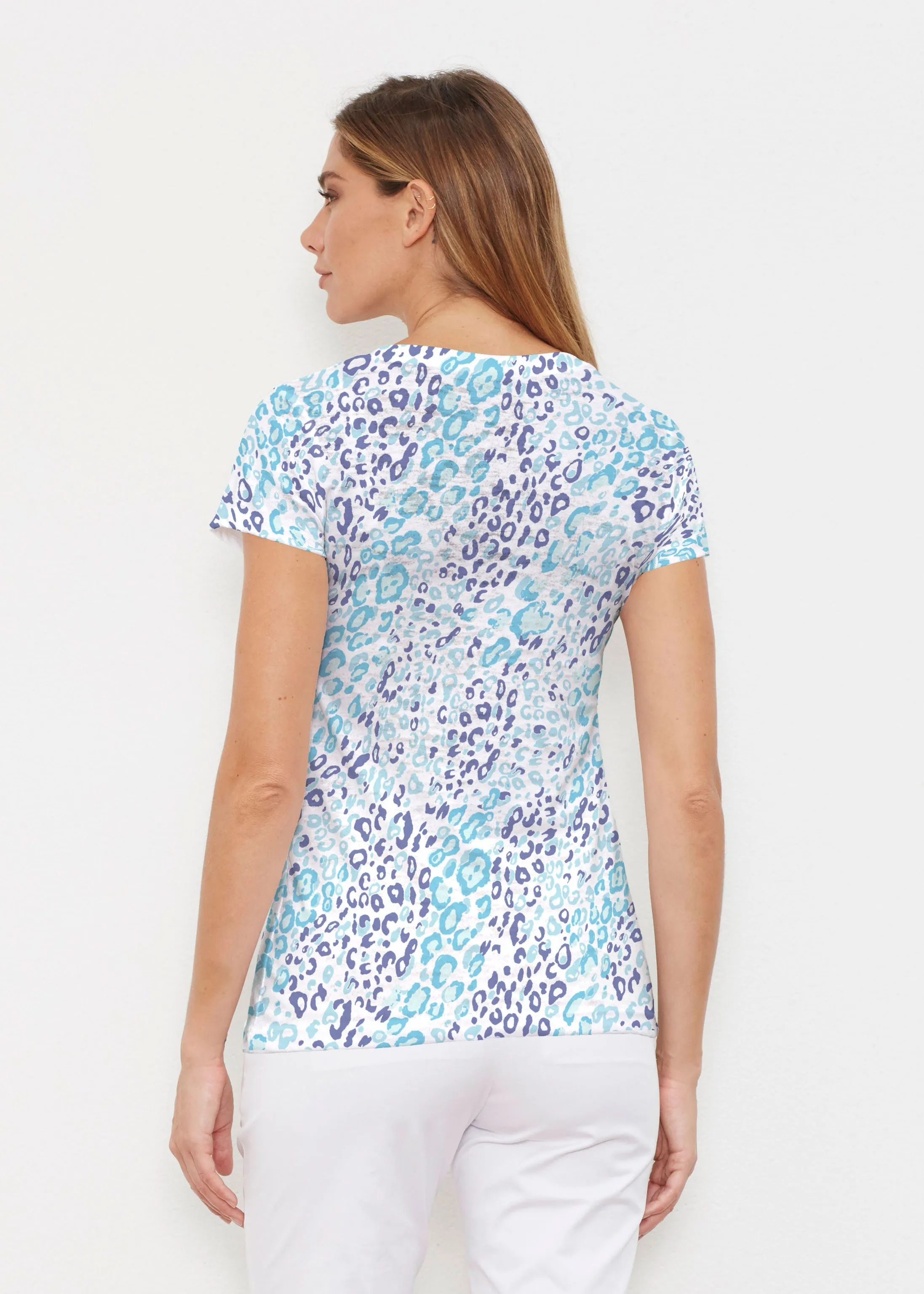 Cat Blue (7755) ~ Signature Cap Sleeve V-Neck Shirt